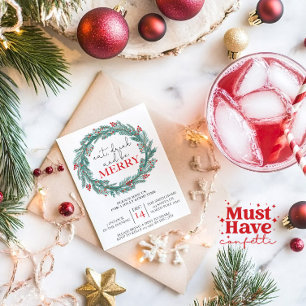 Cartes Pour Fêtes Annuelles Mangez, buvez et soyez joyeux Noël fête Potluck