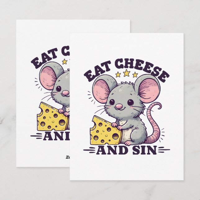 Cartes Pour Fêtes Annuelles Mangez Du Fromage Et Du Péché (Devant / Derrière)