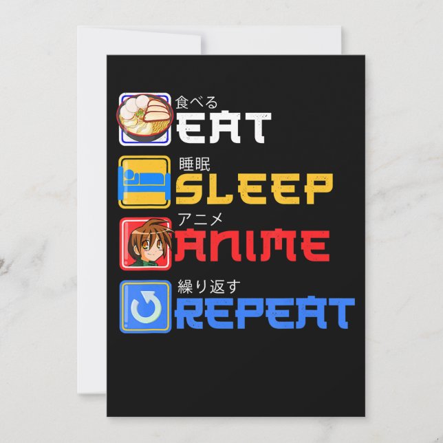 Cartes Pour Fêtes Annuelles Mangez Sleep Anime Répéter l'idée cadeau Cosplayer (Devant)