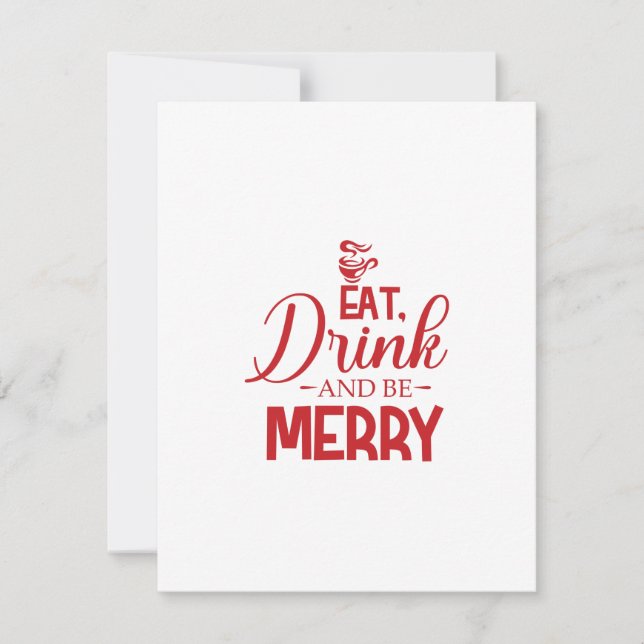 Cartes Pour Fêtes Annuelles Mangez Un Verre Et Soyez Joyeux (Devant)