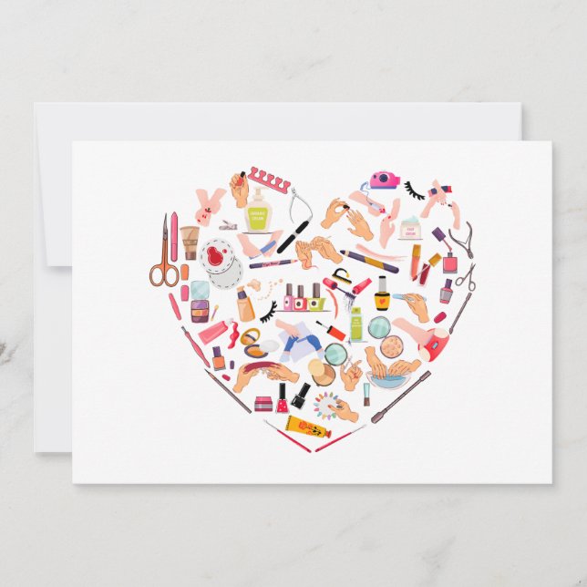 Cartes Pour Fêtes Annuelles Manicuriste Nail Technicien Outil Coeur (Devant)
