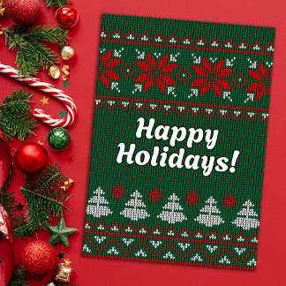Cartes Pour Fêtes Annuelles Manteau Tricoté Ugly Rouge et Vert Noël