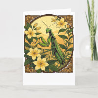 Mantis Et Fleurs Jaunes De Jasmin