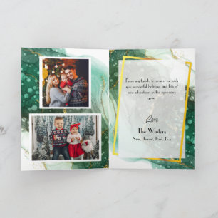 Cartes Pour Fêtes Annuelles Marbre vert Arbre de Noël Photo famille