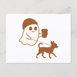 Cartes Pour Fêtes Annuelles Marche du fantôme mignon Chihuahua
