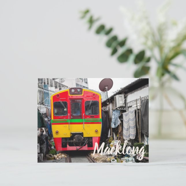 Cartes Pour Fêtes Annuelles Marché ferroviaire Maeklong Thaïlande Bangkok Trai (Debout devant)
