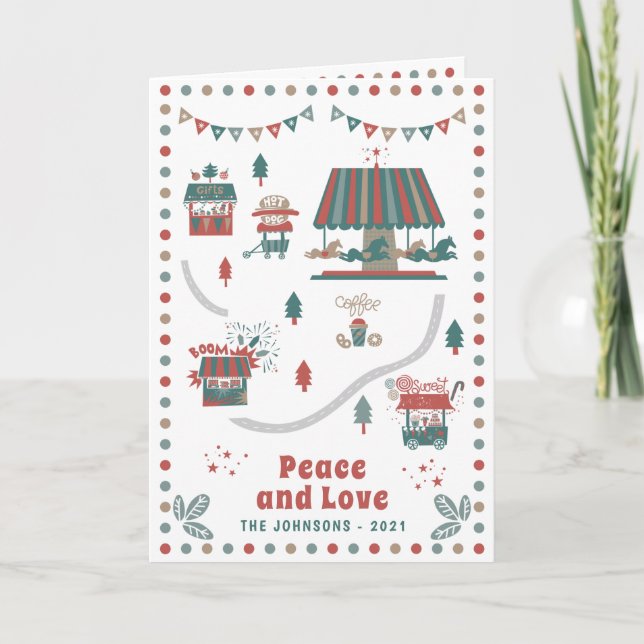 Cartes Pour Fêtes Annuelles Marché Whimsical moderne de Noël Carnaval (Devant)