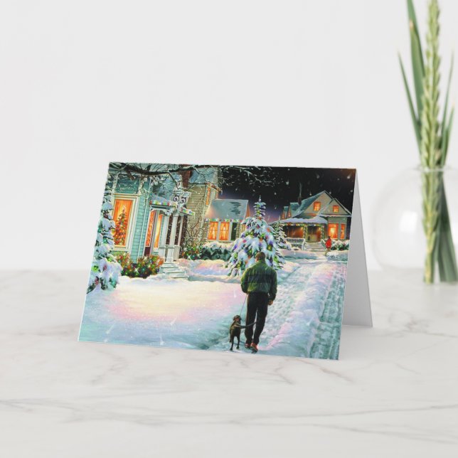 Cartes Pour Fêtes Annuelles Marcher Dans La Neige (Devant)