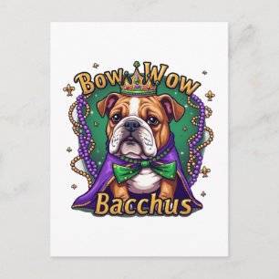 Cartes Pour Fêtes Annuelles Mardi Gras Bow Wow Bacchus Bulldog