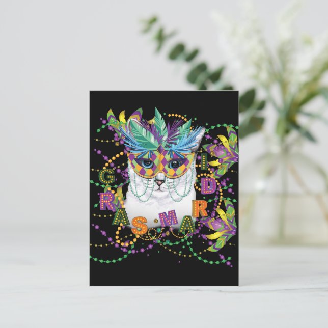Cartes Pour Fêtes Annuelles Mardi Gras Chat, Funny Mardi Gras (Debout devant)
