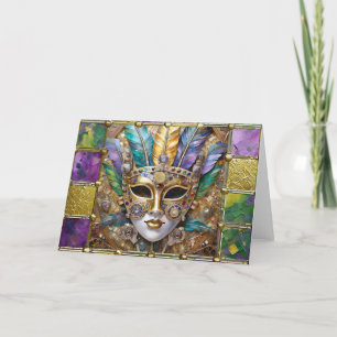 Cartes Pour Fêtes Annuelles Mardi Gras Métal Céramique Masque de plumes coloré