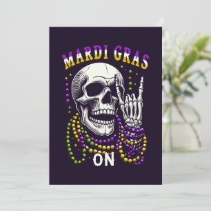 Cartes Pour Fêtes Annuelles Mardi Gras Skeleton Rock