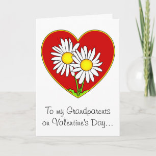 Cartes Pour Fêtes Annuelles Marguerites dans un coeur Valentine grands-parents
