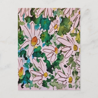 Cartes Pour Fêtes Annuelles Marguerites, substrat vert, abstraction.
