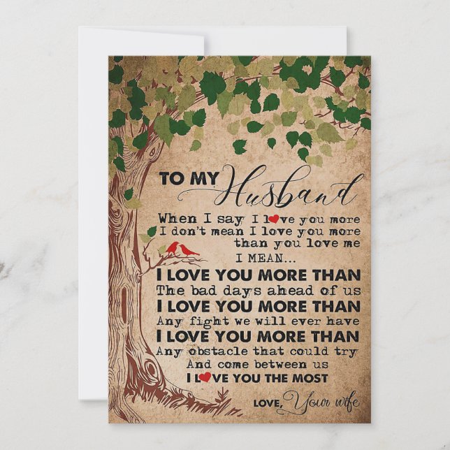 Cartes Pour Fêtes Annuelles Mari À Mon Mari Je T'Aime Plus (Devant)
