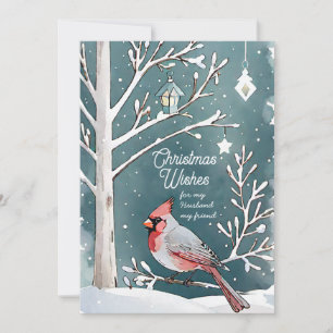 Cartes Pour Fêtes Annuelles Mari cardinal d'hiver moderne ami Noël