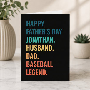 Cartes Pour Fêtes Annuelles Mari Papa Légende du Baseball Cadeau personnalisé