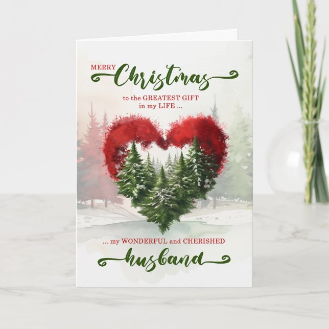 Cartes Pour Fêtes Annuelles Mari Romantique Noël Bois Coeur (Devant)