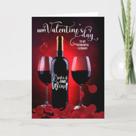 Cartes Pour Fêtes Annuelles Mari Romantique Rose Pétales Vin Saint Valentin