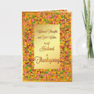 Cartes Pour Fêtes Annuelles Mari Thanksgiving, feuilles d'automne