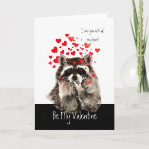 Cartes Pour Fêtes Annuelles Mari Valentine Love Raccoon Baiser