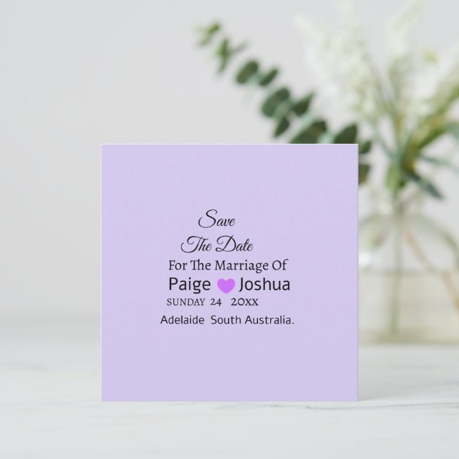 Cartes Pour Fêtes Annuelles Mariage à typographie moderne Twist Lavande  (Debout devant)