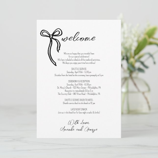 Cartes Pour Fêtes Annuelles Mariage Bienvenue Itinéraire main illustrée arc (Debout devant)