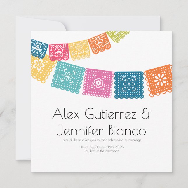 Cartes Pour Fêtes Annuelles Mariage - Boda - Mariage Papel Picado (Devant)