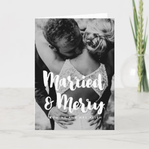 Cartes Pour Fêtes Annuelles Mariage de police blanc à la mode Marié et Joyeux