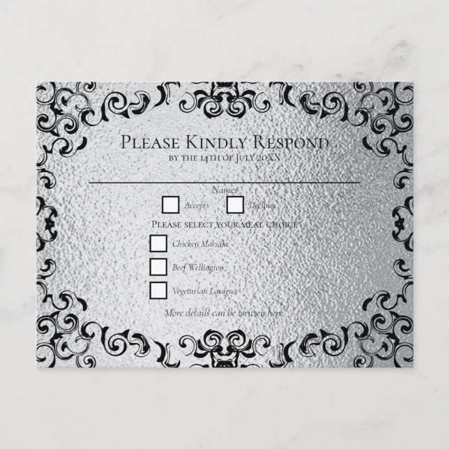 Cartes Pour Fêtes Annuelles Mariage gothique noir argenté (Devant)