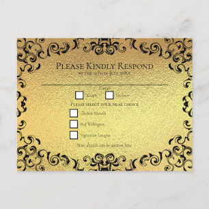 Cartes Pour Fêtes Annuelles Mariage gothique or et noir