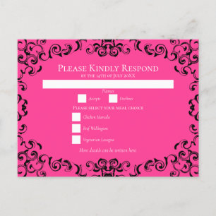 Cartes Pour Fêtes Annuelles Mariage gothique rose chaud et noir