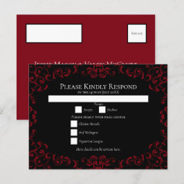 Cartes Pour Fêtes Annuelles Mariage gothique rouge et noir