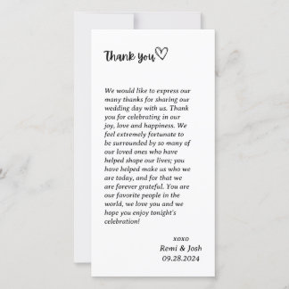 Cartes Pour Fêtes Annuelles MARIAGE HEART Merci Note