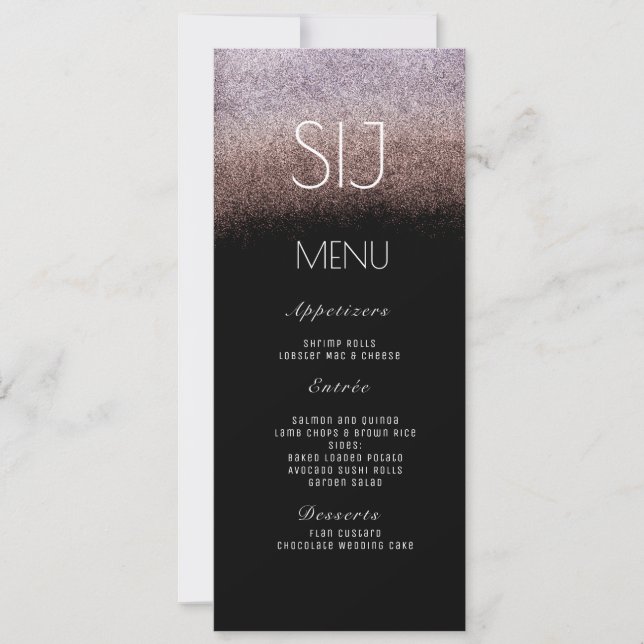 Cartes Pour Fêtes Annuelles Mariage Logo Ombre Parties scintillant Violet BW D (Devant)