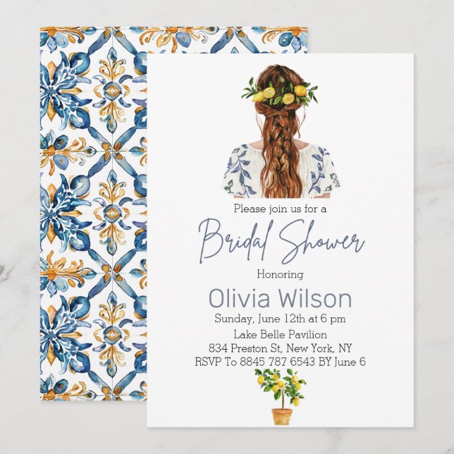 Cartes Pour Fêtes Annuelles Mariage Méditerranéen de Citron d'Été  (Devant / Derrière)