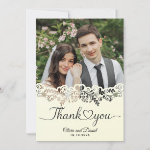 Cartes Pour Fêtes Annuelles Mariage Moderne Script Love Heart Remerciements À 
