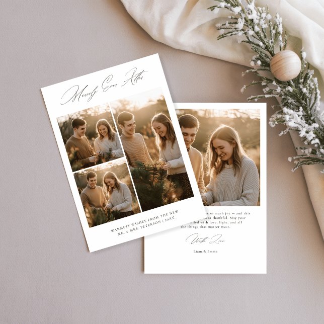 Cartes Pour Fêtes Annuelles Mariage Noël Rustique Photo Joyeuse à Tout Jamais (Créateur téléchargé)