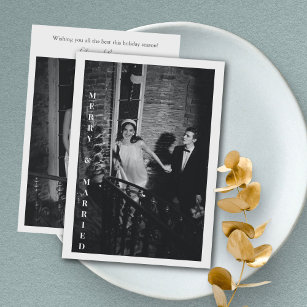 Cartes Pour Fêtes Annuelles Mariage photo minimaliste moderne Joyeux Marié