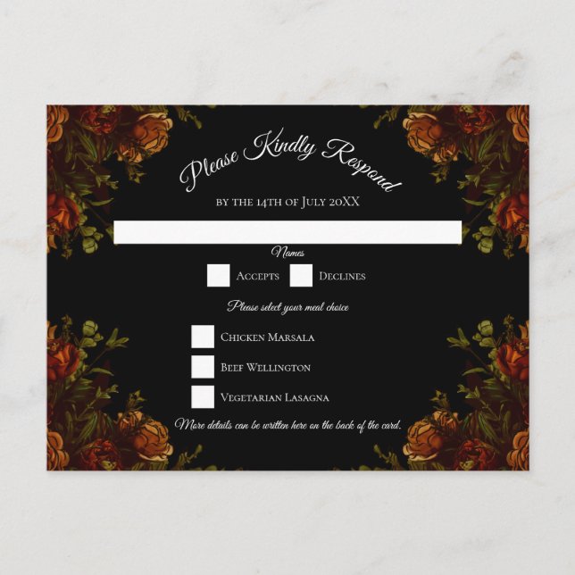Cartes Pour Fêtes Annuelles Mariage rustique orange noir élégant (Devant)