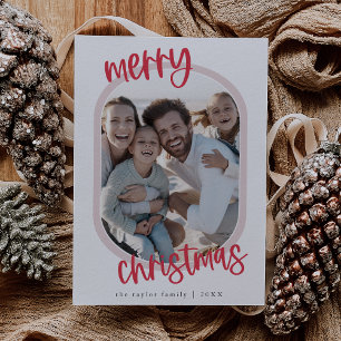 Cartes Pour Fêtes Annuelles MARIAH Red Pink Retro Famille Amusants Noël Photo