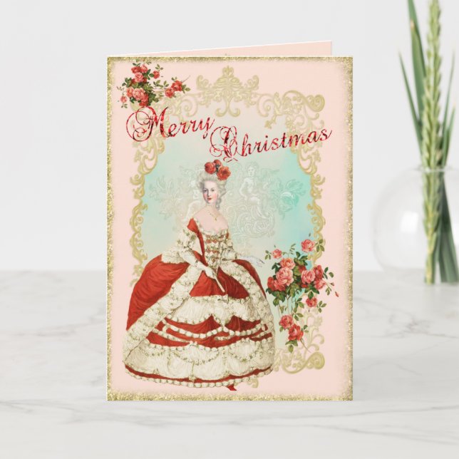 Cartes Pour Fêtes Annuelles Marie Antoinette  Greeting Card Christmas Rose (Devant)