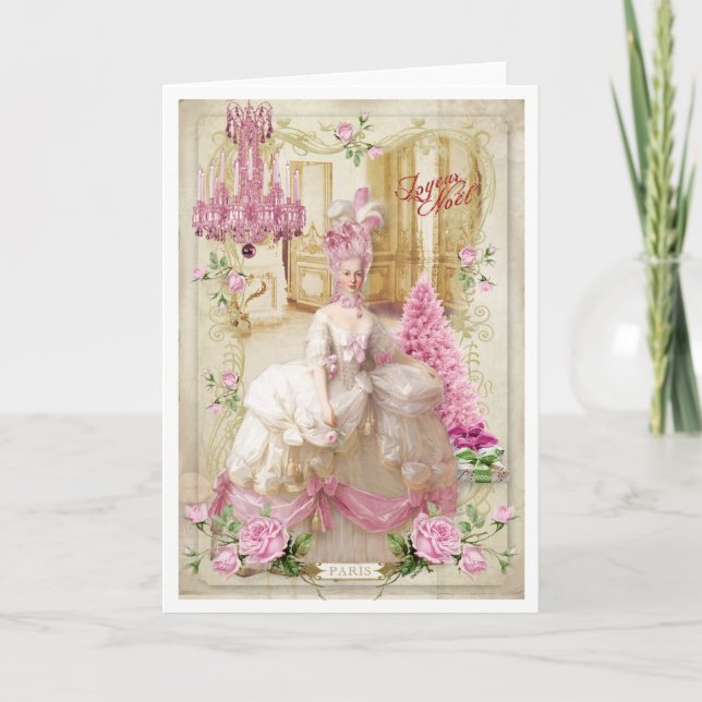 Cartes Pour Fêtes Annuelles Marie Antoinette  Versailles Pink Christmas Card (Devant)