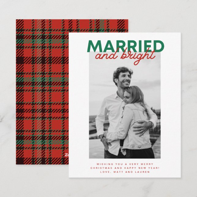 Cartes Pour Fêtes Annuelles Marié Bright Christmas Plaid photo nouvelle (Devant / Derrière)
