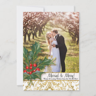 Cartes Pour Fêtes Annuelles Marié dans Joyeux Noël Gold Parties scintillant Ho