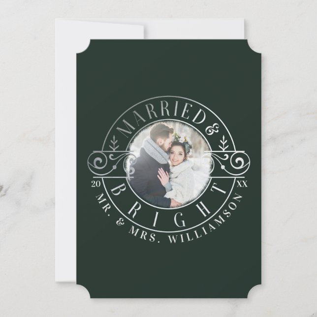 Cartes Pour Fêtes Annuelles Marié et brillant Mr & Mrs Foliage & Crest Photo (Devant)