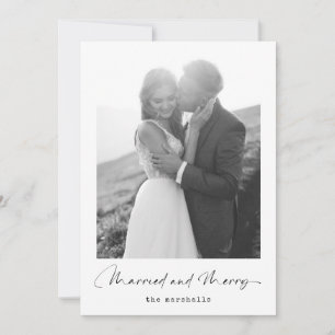 Cartes Pour Fêtes Annuelles Marié et Joyeux   Black White Christmas Photo