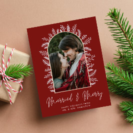 Cartes Pour Fêtes Annuelles Marié et Joyeux Couple Photo Rouge Noël