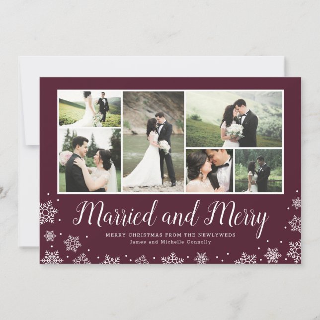 Cartes Pour Fêtes Annuelles Marié et Joyeux Fêtes Multiphoto Newlyse (Devant)