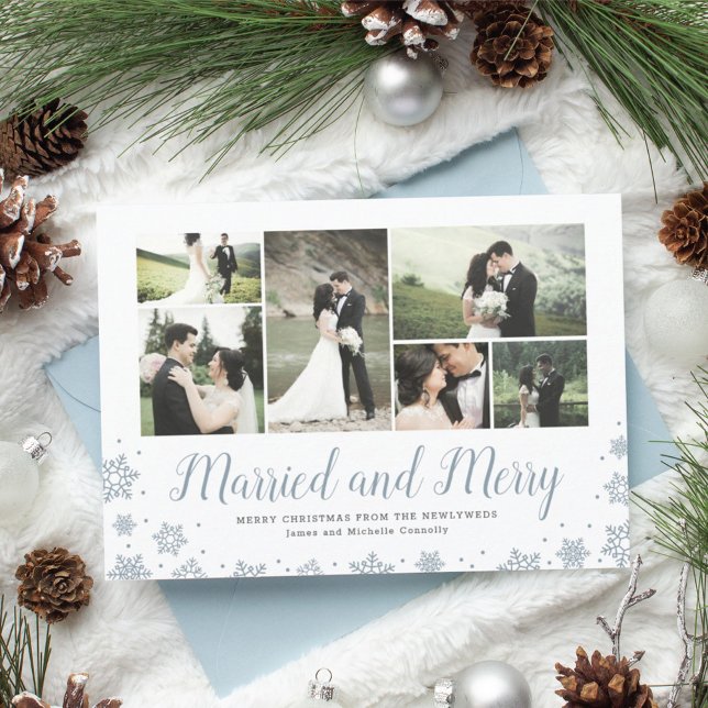 Cartes Pour Fêtes Annuelles Marié et Joyeux Fêtes Multiphoto Newlyse (Créateur téléchargé)